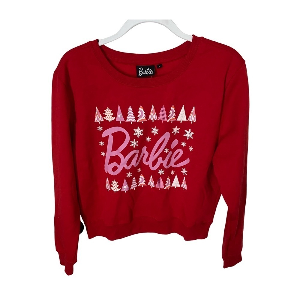 Barbie Long Sleeve Pullover Red Christmas Holiday Winter Sweatshirt NWT Size L